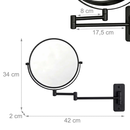 Wall-Mounted 10x Magnifying Mirror, Double-Sided Swivel