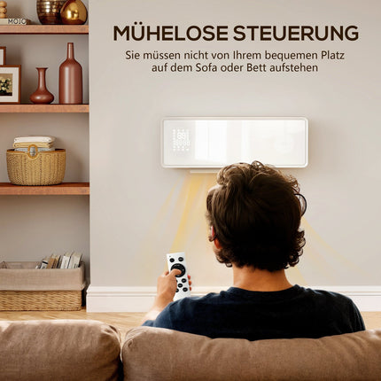 Wall-Mounted 2000W Ceramic Heater, Thermostat, Timer