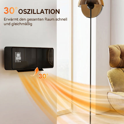 Wall-Mounted 2000W Ceramic Heater with Remote & Timer