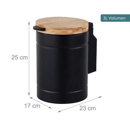 Wall-Mounted 3L Cosmetic Bin, Black – Soft-Close Lid
