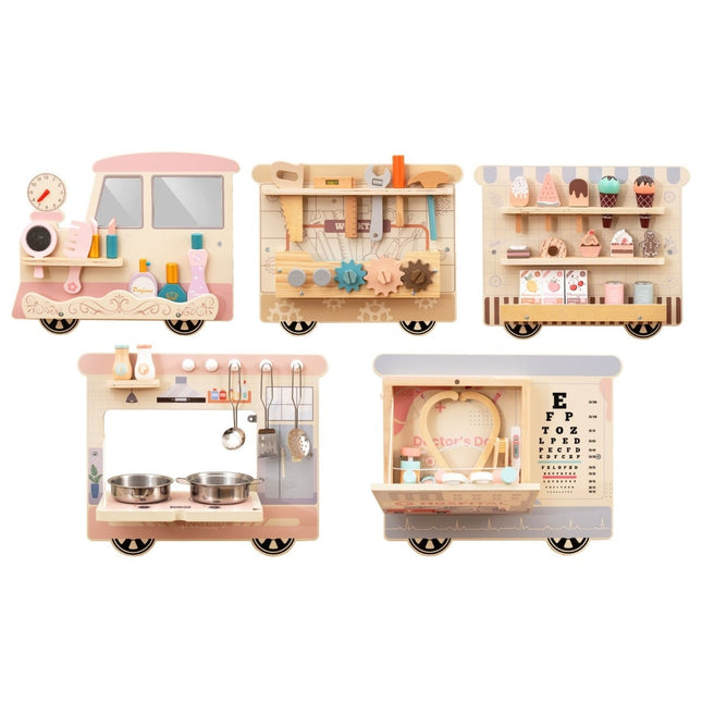 Wall-Mounted 5-in-1 Busy Board for Kids, 63 Accessories
