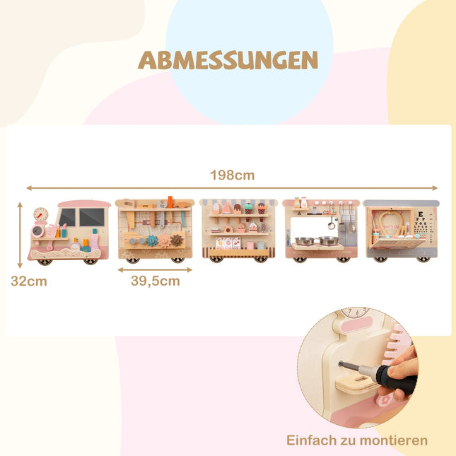Wall-Mounted 5-in-1 Busy Board for Kids, 63 Accessories