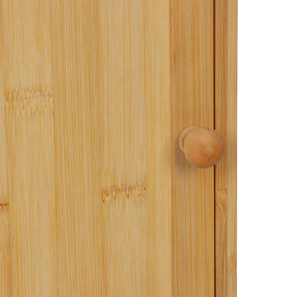 Wall-Mounted Bamboo Key Box, 8 Hooks, Magnetic Door