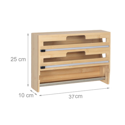 Wall-Mounted Bamboo Kitchen Roll & Foil Dispenser