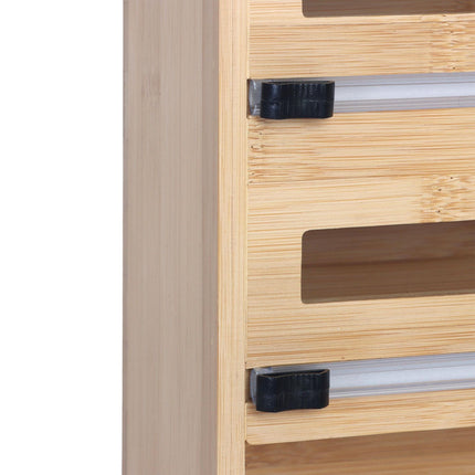 Wall-Mounted Bamboo Kitchen Roll & Foil Dispenser