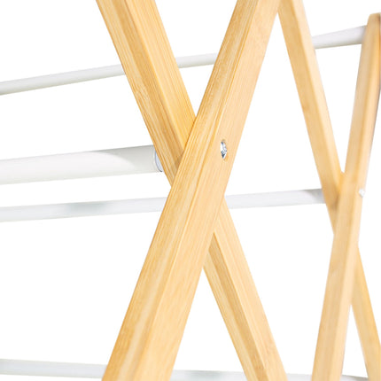 Wall-Mounted Bamboo Metal Drying Rack, Space-Saving Design