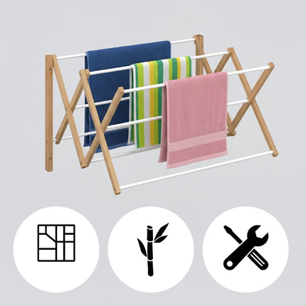 Wall-Mounted Bamboo Metal Extendable Drying Rack