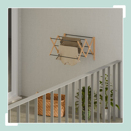 Wall-Mounted Bamboo Metal Extendable Drying Rack