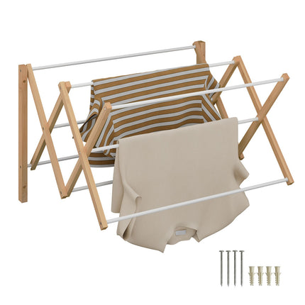 Wall-Mounted Bamboo Metal Extendable Drying Rack