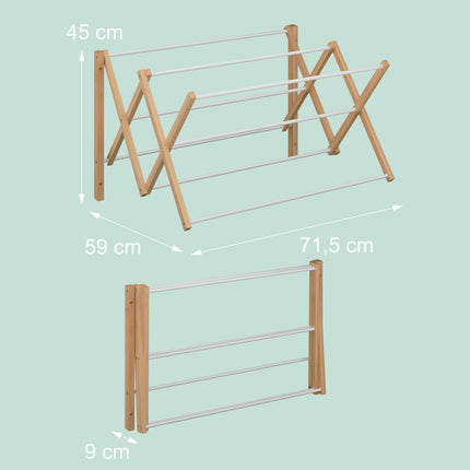 Wall-Mounted Bamboo Metal Extendable Drying Rack