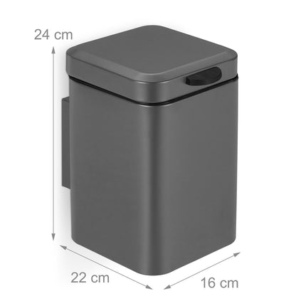Wall Mounted Bathroom Bin, 3L, Automatic Close