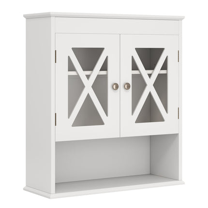 Wall-Mounted Bathroom Cabinet, Adjustable Shelf, White MDF