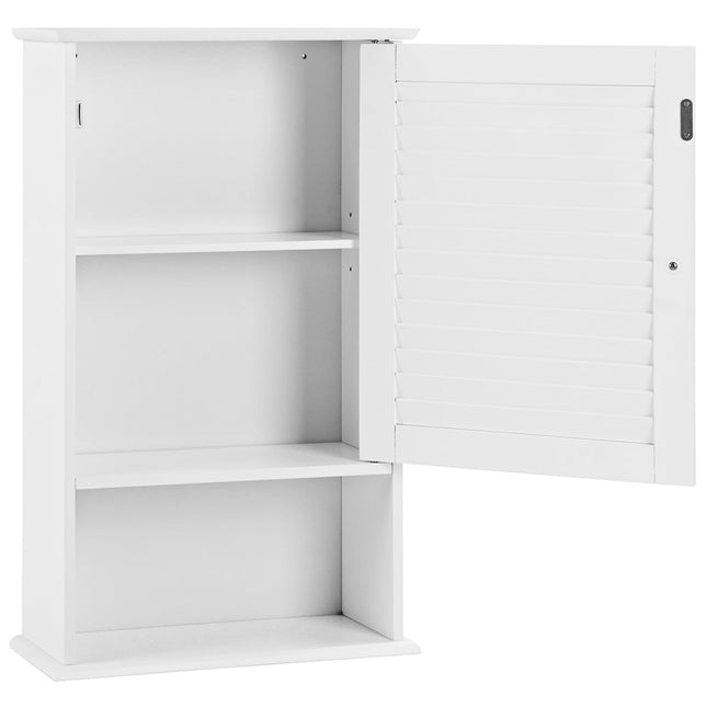 Wall-Mounted Bathroom Cabinet, Adjustable Shelves, White