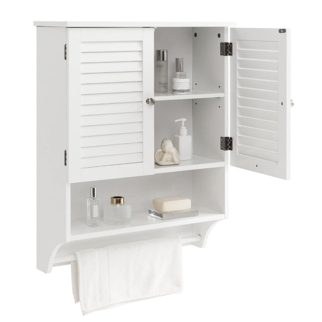 Wall-Mounted Bathroom Cabinet, White, 58x22x75 cm