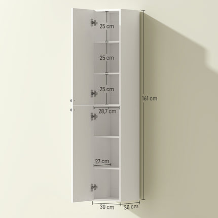 Wall-Mounted Bathroom Cabinet, White MDF, 161 cm