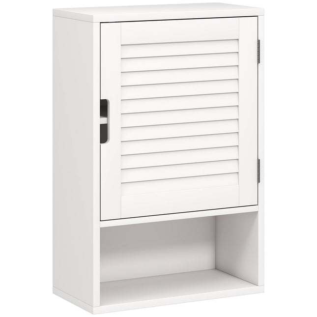 Wall-Mounted Bathroom Cabinet, White MDF, Adjustable Shelves