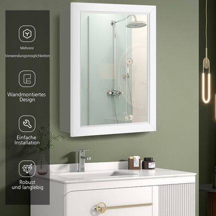 Wall-Mounted Bathroom Cabinet with Mirror, 50x16x66 cm, White