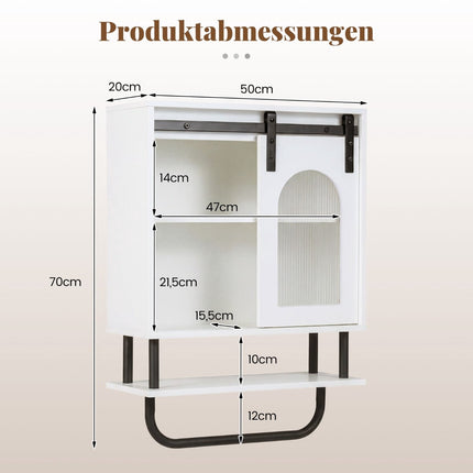 Wall-Mounted Bathroom Cabinet with Towel Rack, White