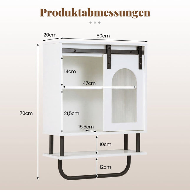 Wall-Mounted Bathroom Cabinet with Towel Rack, White