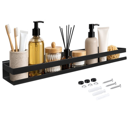 Wall-Mounted Bathroom Shelf 50 cm Stainless Steel, 10 kg Load, Black