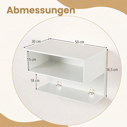 Wall Mounted Bedside Table with Storage Shelves – White