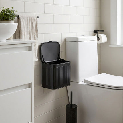 Wall-Mounted Black Waste Bin, 4L – Kitchen & Bathroom