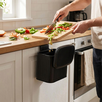 Wall-Mounted Black Waste Bin, 4L – Kitchen & Bathroom