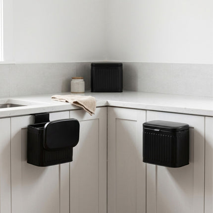 Wall-Mounted Black Waste Bin, 4L – Kitchen & Bathroom