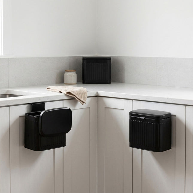 Wall-Mounted Black Waste Bin, 4L – Kitchen & Bathroom