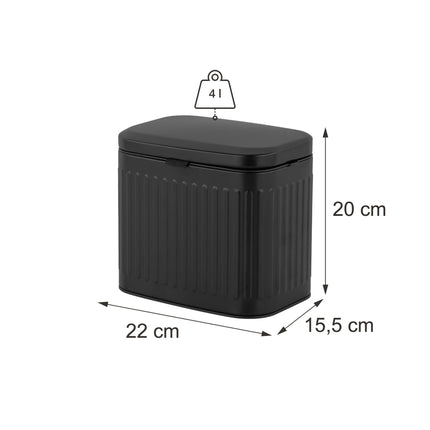 Wall-Mounted Black Waste Bin, 4L – Kitchen & Bathroom