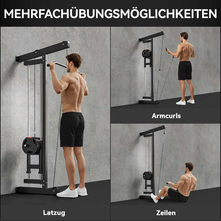 Wall-Mounted Cable Machine, Steel, Black, Home Gym Equipment