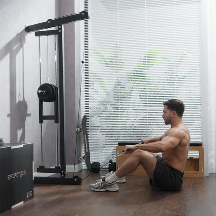 Wall-Mounted Cable Machine, Steel, Black, Home Gym Equipment