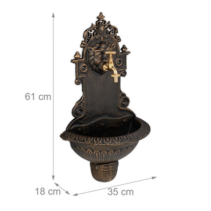 Wall-Mounted Cast Iron Garden Fountain with Tap