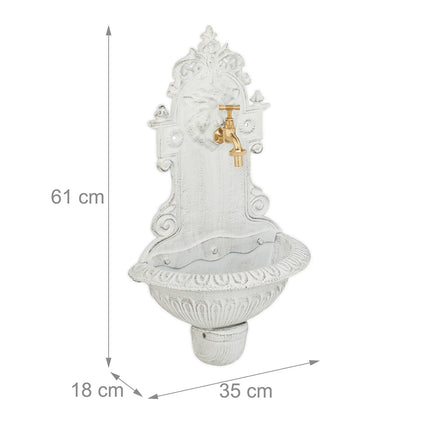 Wall-Mounted Cast Iron Garden Fountain with Tap
