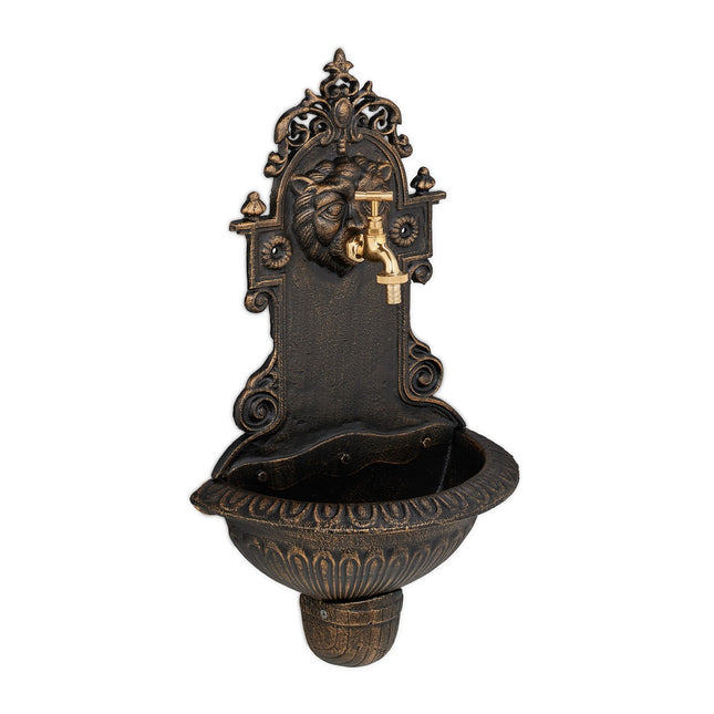Wall-Mounted Cast Iron Garden Fountain with Tap