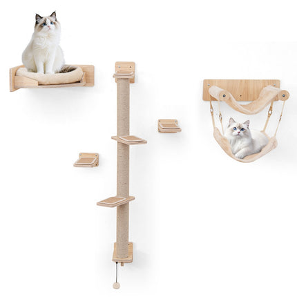 Wall-Mounted Cat Furniture Set with Hammocks & Bed
