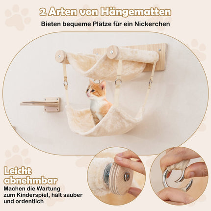 Wall-Mounted Cat Furniture Set with Hammocks & Bed