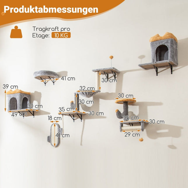 Wall-Mounted Cat Tower Set with Sisal Scratch Posts