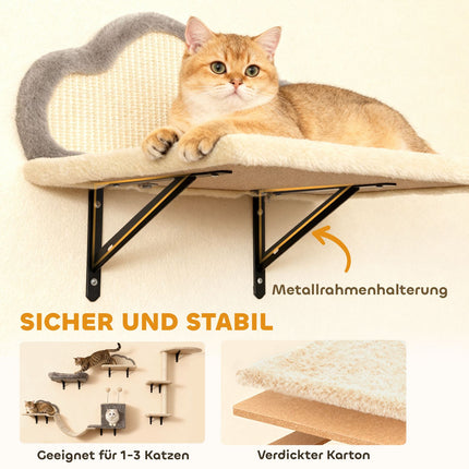 Wall-Mounted Cat Tree Set, Sisal, 4 Pieces, Beige