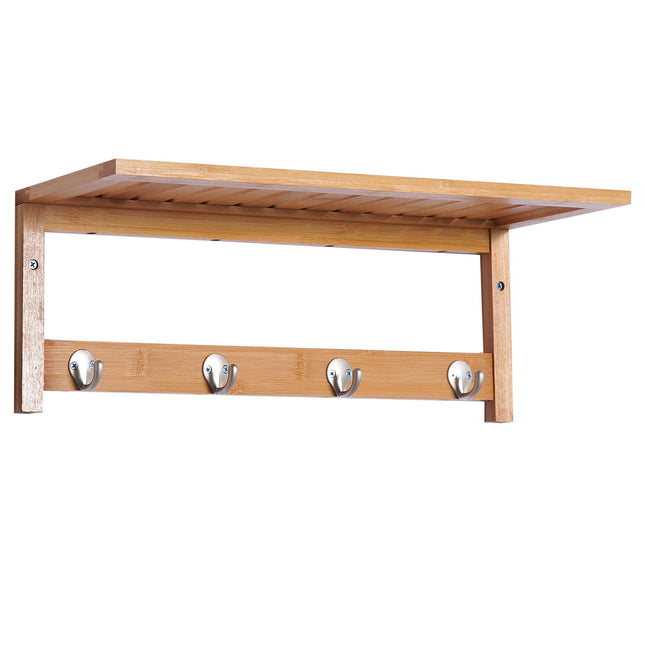 Wandkapstok, natuurlijk hout, 4 haken, draagvermogen 5 kg