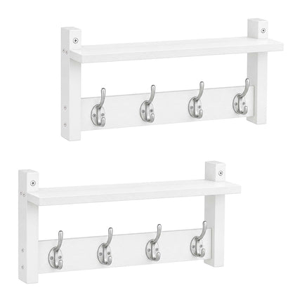 Wall-Mounted Coat Rack Set, White – MDF & Iron
