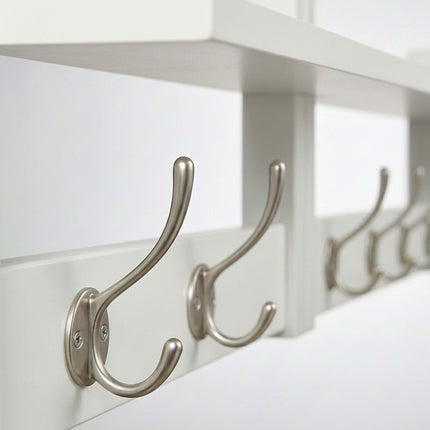 Wall-Mounted Coat Rack Set, White – MDF & Iron