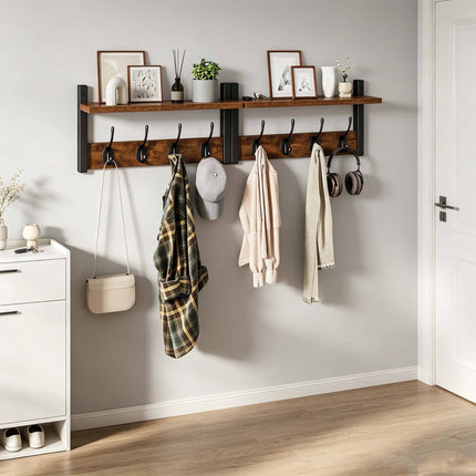 Wall-Mounted Coat Rack Set, White – MDF & Iron