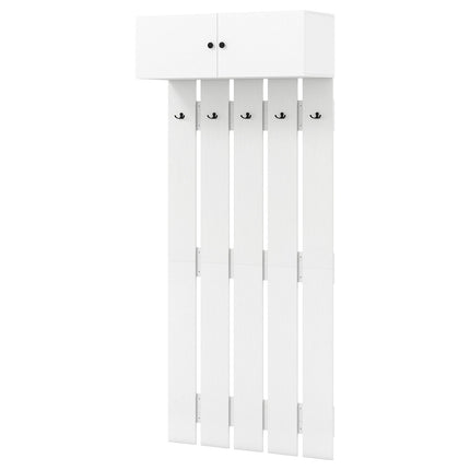 Wall-Mounted Coat Rack with 5 Hooks and Cabinet