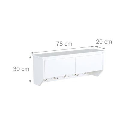 Wall-Mounted Coat Rack with 5 Hooks and Storage Shelf