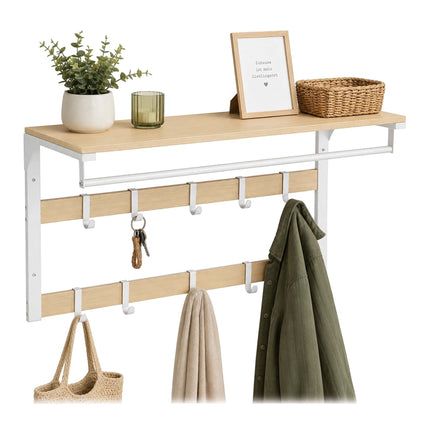 Wall-Mounted Coat Rack with Shelf, White, 80 cm