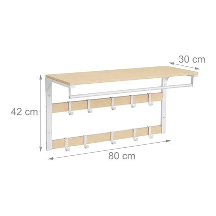 Wall-Mounted Coat Rack with Shelf, White, 80 cm
