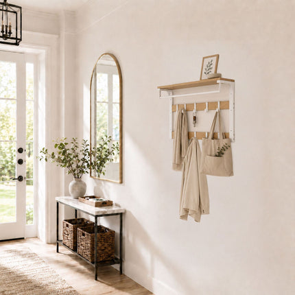 Wall-Mounted Coat Rack with Shelf, White, 80 cm