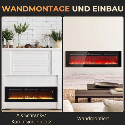 Wall-Mounted Electric Fireplace, 1800W, Remote Control