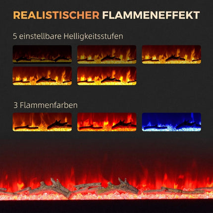 Wall-Mounted Electric Fireplace, 1800W, Remote Control